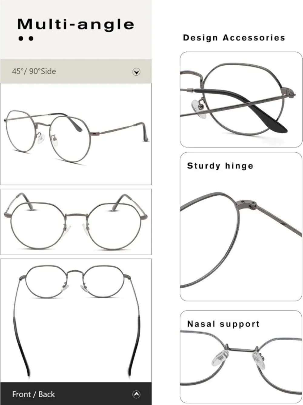 Vintage Round Metal Glasses | Clear Lens Eyewear | Retro Fashion Accessory